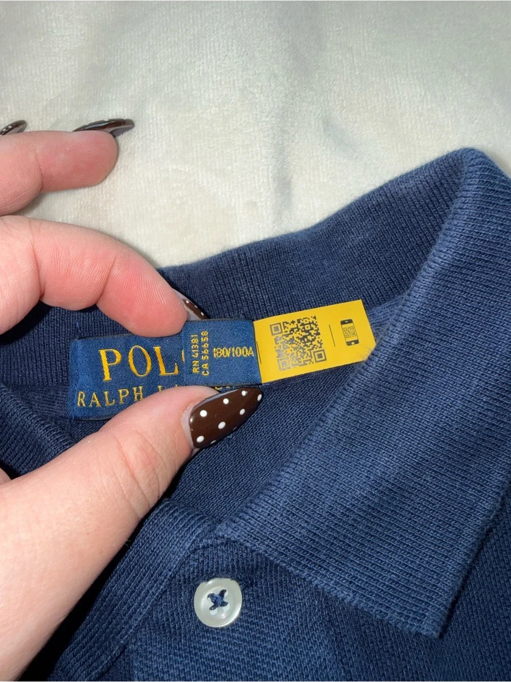 Ralph Lauren Navy Polo Shirt with Multicolor Stripes